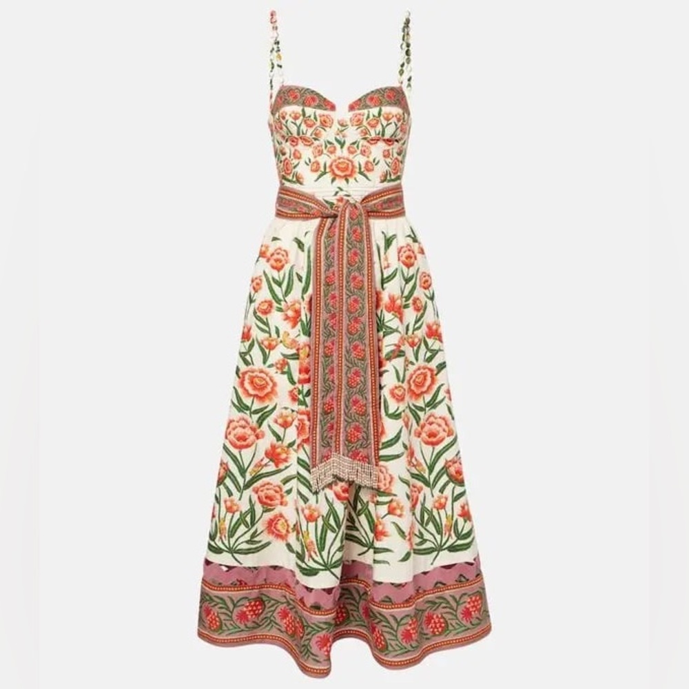 FARM RIO Printed Cotton Midi Dress - White - Picture 6 of 13